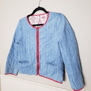 SANCTUARY Blue Reversible Quilted Zip Jacket